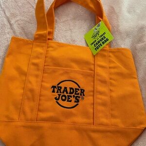 Trader Joe's Orange canvas mini tote  Bag